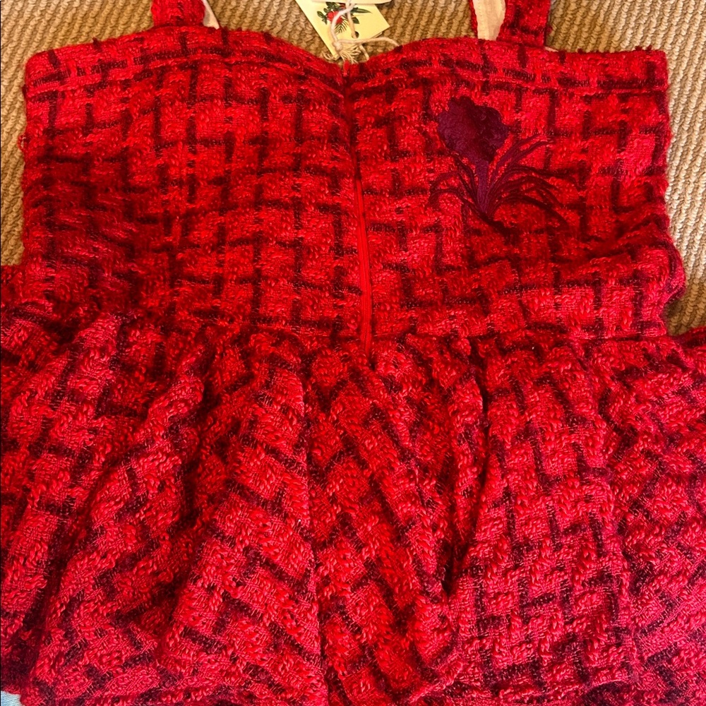 NWT FANM MON Red tweed peplum Midi Dress size medium - Picture 8 of 14
